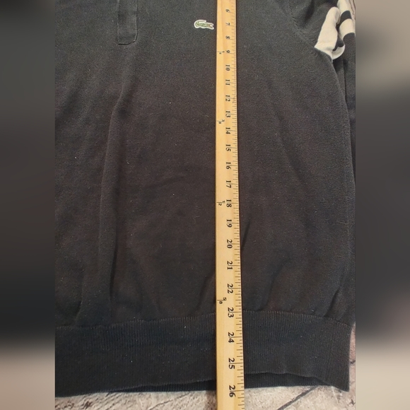 Lacoste L!VE Mens Black White Stripe Pullover Sweater 7 - Picture 9 of 16